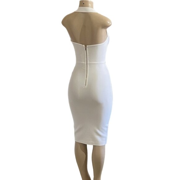 Women's Backless Straight Neck Elegant Bodycon Halter Midi Bandage Dress S - Picture 5 of 6